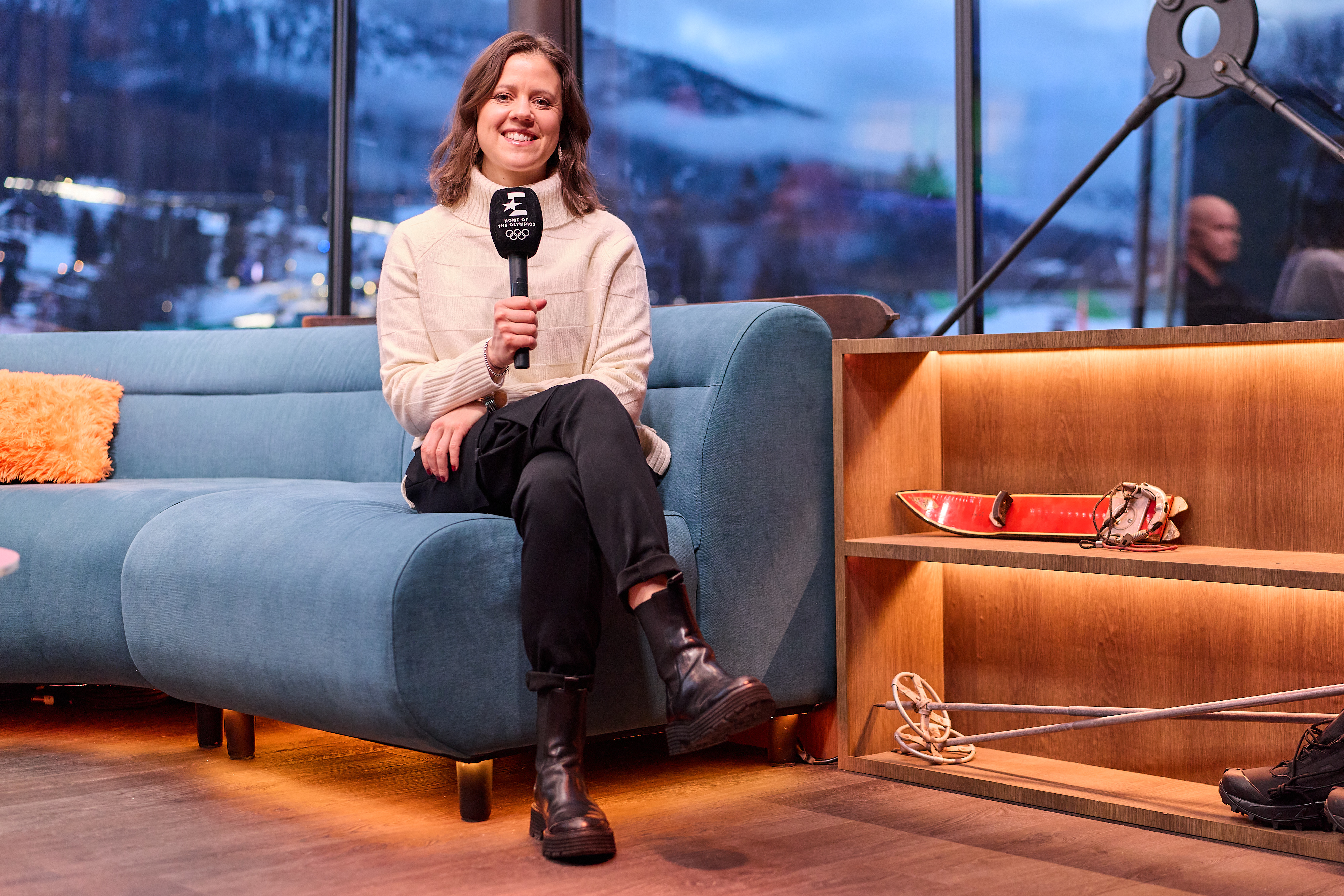 Viktoria Rebensburg im WBD-Studio in Cortina